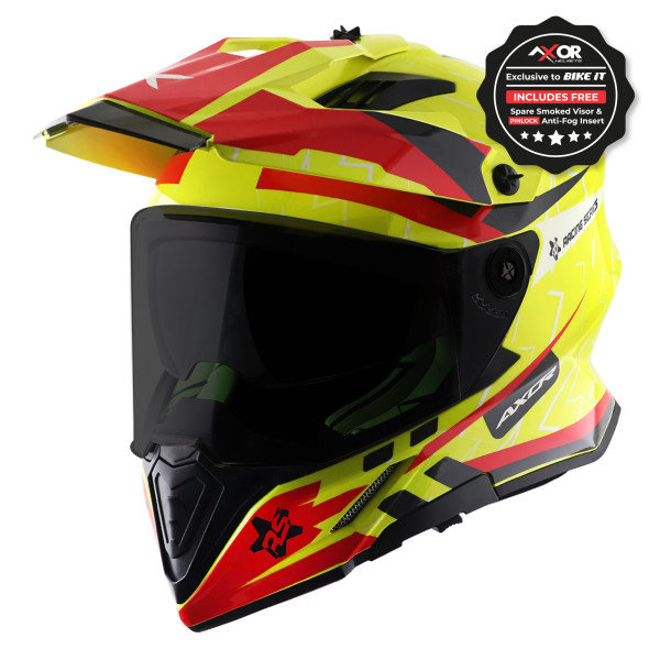 Axor Axor helmet x-cross adventure - flash gloss neon yellow/red graphic - large